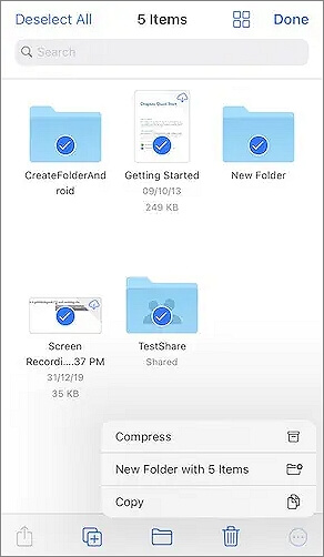Dateien kopieren auswählen