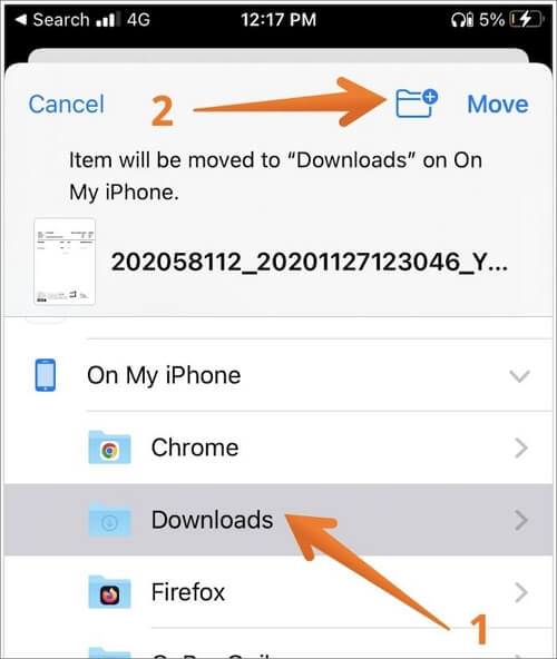 Wählen Sie den Download-Ordner aus