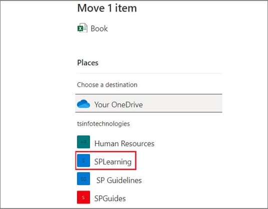 Sharepoint-Site wählen