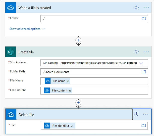 Verschieben Sie Dateien mit Power Automat von OneDrive auf Sharepoint