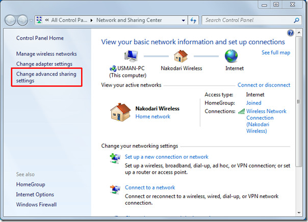 Erweiterte Freigabeeinstellungen ändern