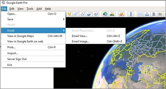 E-Mail von Google Earth senden