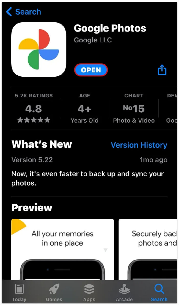 Übertragen Sie Fotos von Google Fotos auf iCloud auf dem iPhone Schritt 2