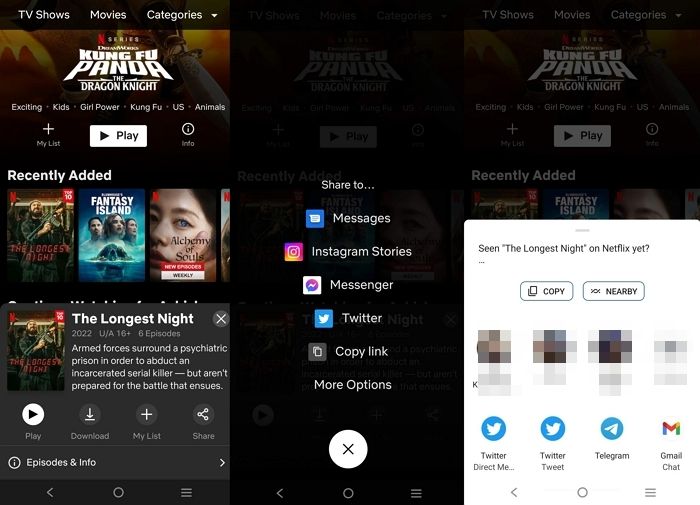 Teilen Sie Netflix-Shows und -Filme