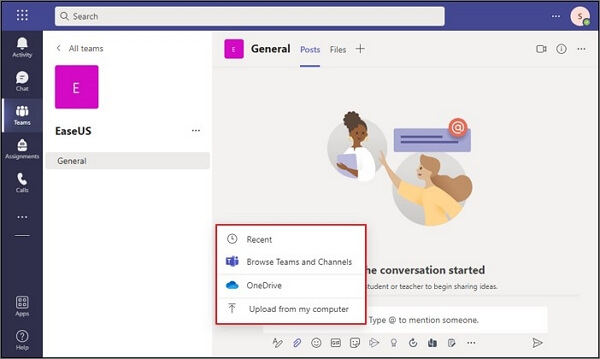 Wählen Sie die Methode zum Hinzufügen der Datei