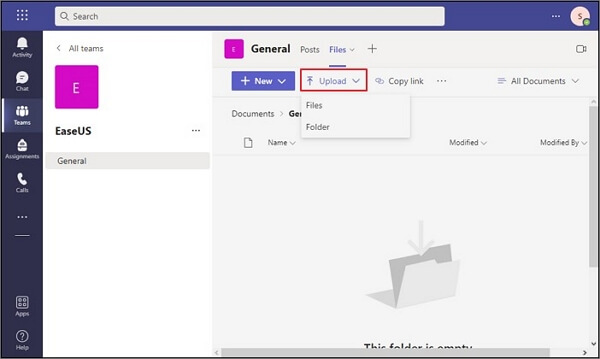 Fahren Sie mit der Upload-Option fort
