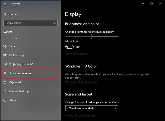 Zugriff auf die Option für gemeinsame Erlebnisse
