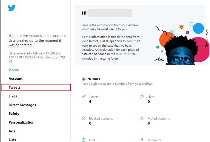 Wählen Sie die Tweets-Option