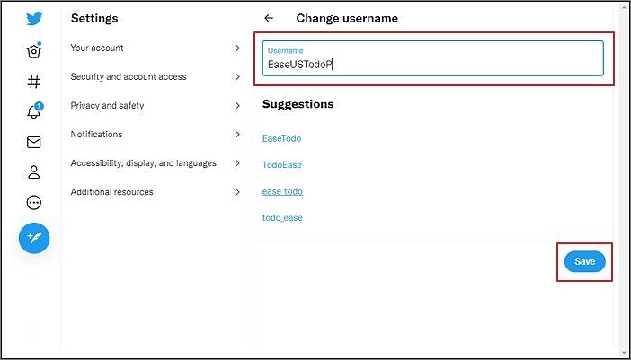 Speichern Sie Ihren neuen Benutzernamen