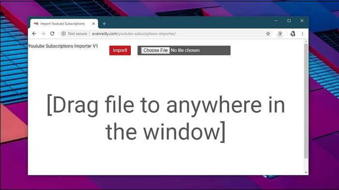 Wählen Sie die Importschaltfläche