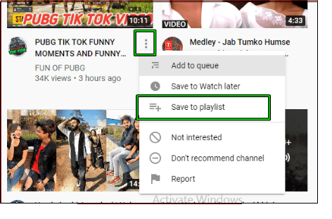 Wählen Sie über das Drei-Punkte-Symbol „In Wiedergabeliste speichern“.