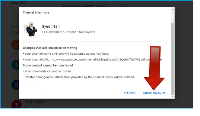 Wählen Sie im nächsten Fenster die Option Kanal verschieben