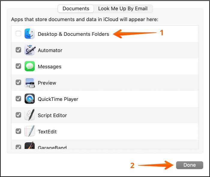 Aktivieren Sie die Registerkarte Desktop und Dokumente