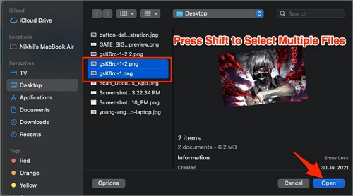 ausgewählte Dateien öffnen