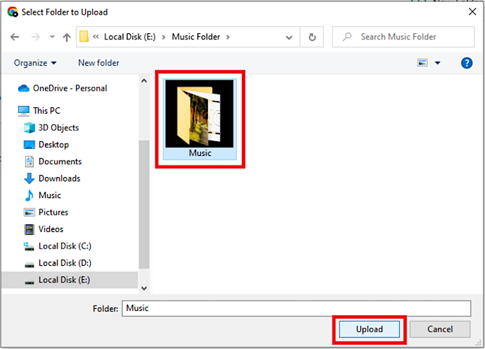 Musikdateien auswählen und eingeben