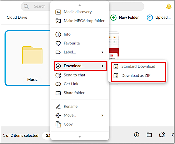 Laden Sie Dateien von Mega herunter