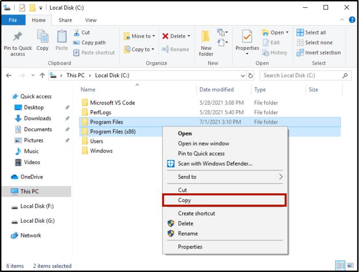 Kopieren Sie die gesamten Programmdateien