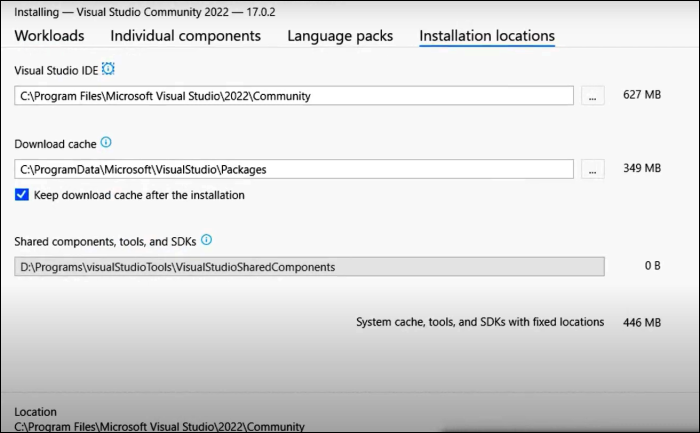 create-Ordner im Abschnitt Gemeinsam genutzte Komponenten, Tools und SDKS