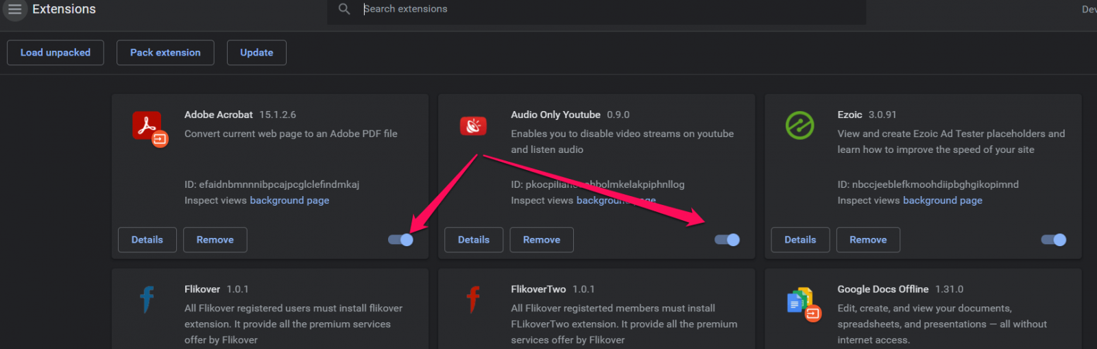 Add-ons deaktivieren