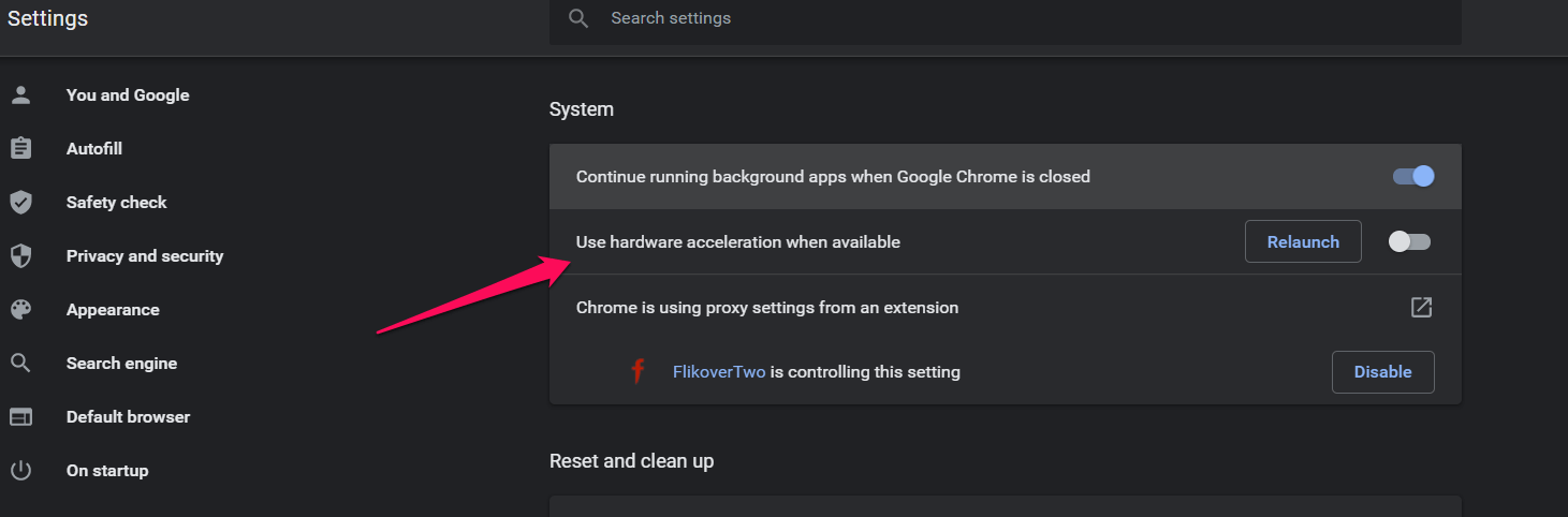 Hardware-Beschleunigung abschalten