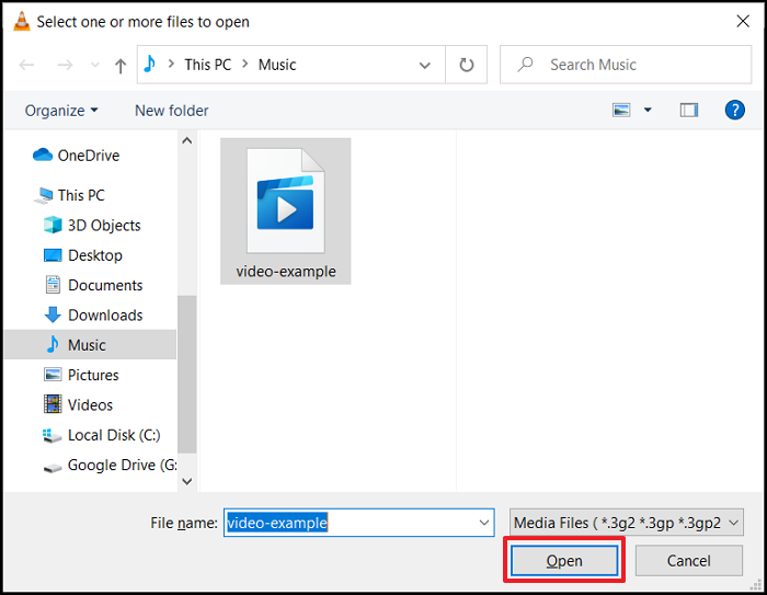 Dateiordner in vlc auswählen