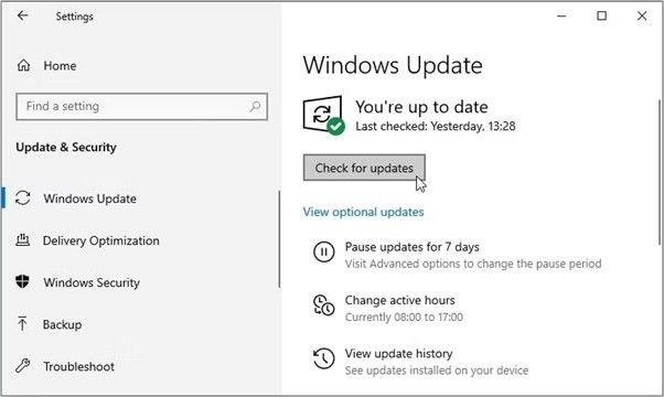 Klicken Sie auf Windows Update