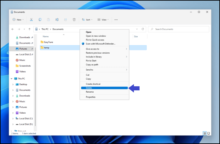 Dateien von Ihrem Laufwerk löschen