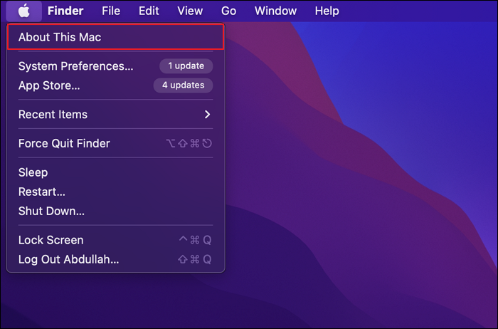 Wählen Sie die Option Über diesen Mac