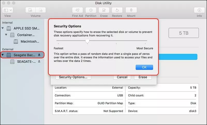 die Sicherheitsoptionen anpassen