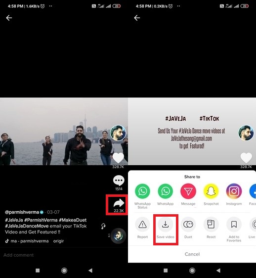 Speichern Sie TikTok-Videos in der Kamerarolle