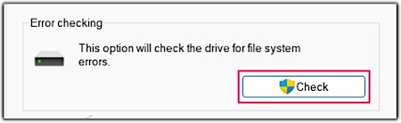 Klicken Sie unter Fehlerprüfung auf Prüfen