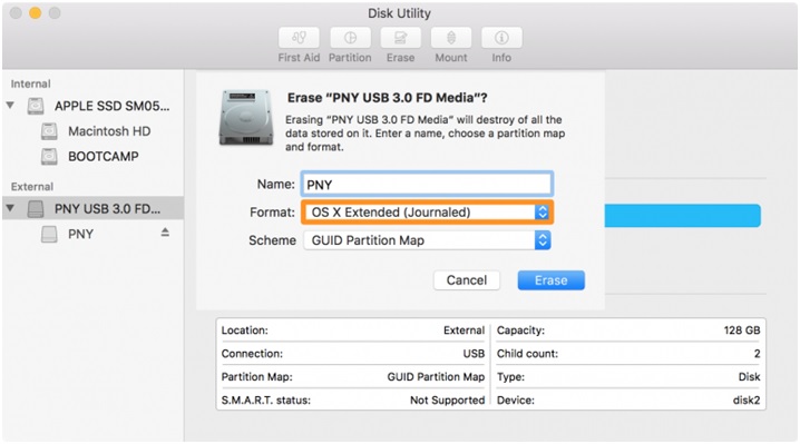 Klicken Sie auf das Dropdown-Feld Format