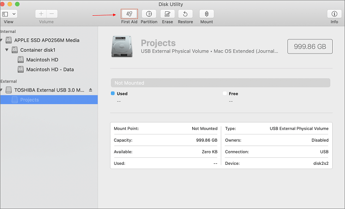 Disk Utility-Erste Hilfe