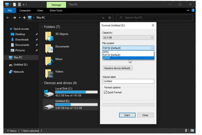 NTFS in Windows formatieren
