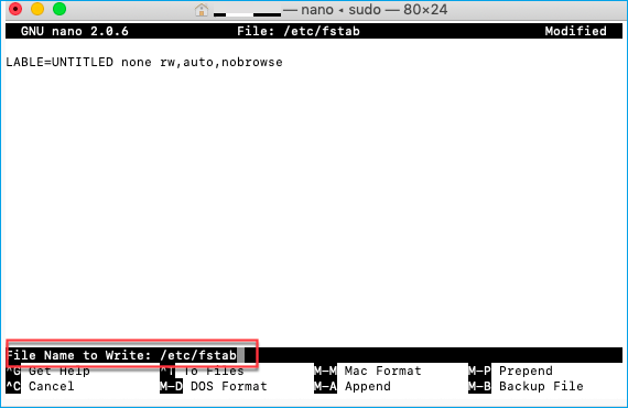 Geben Sie das Label-Volume in die Datei /etc/fstab ein
