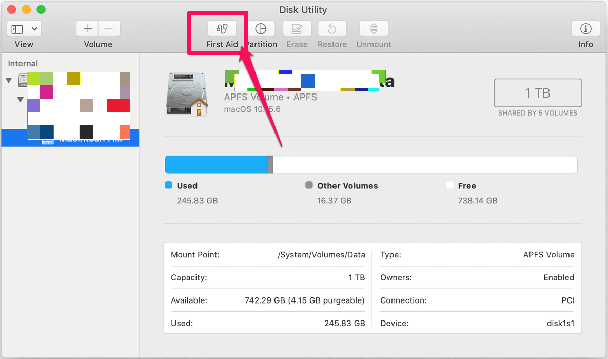 Führen Sie das First Aid Disk Utility auf dem Mac aus