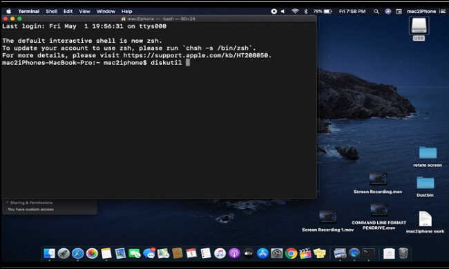 Geben Sie den Befehl diskutil ein