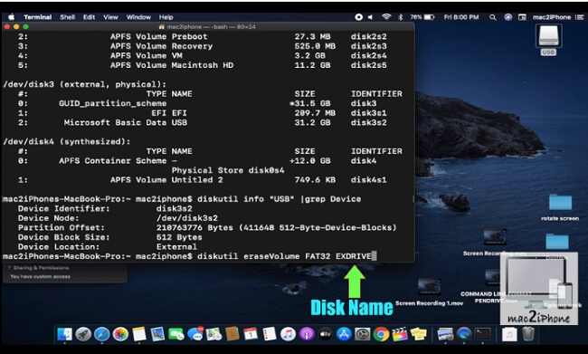 Stellen Sie sicher, dass der Festplattenname und die Kennung korrekt sind