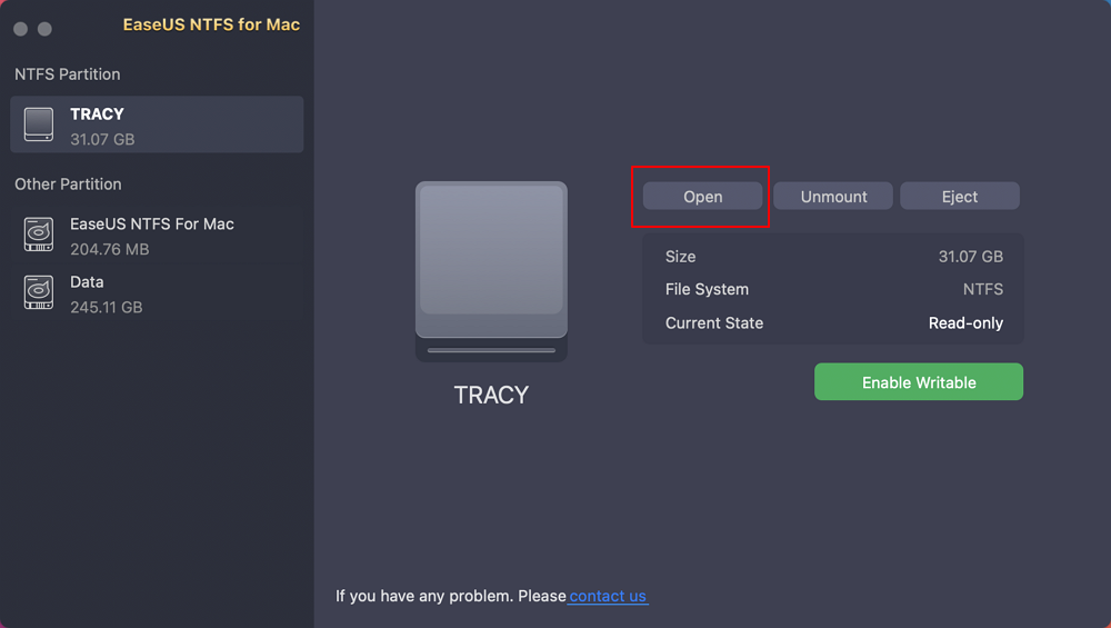 Öffnen Sie das NTFS-Laufwerk auf dem Mac