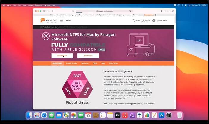 Laden Sie die Paragon NTFS für Mac-Software herunter.