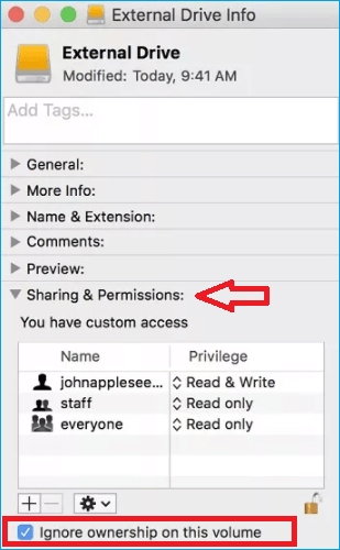 Wählen Sie Freigabe und Berechtigung