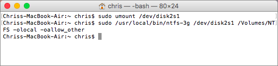 NTFS-Laufwerk unmounten und neu mounten