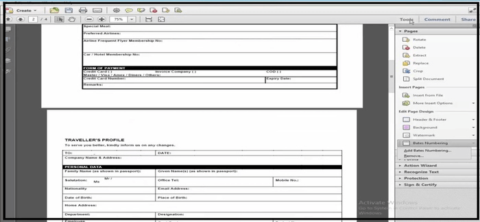 Bates-Nummerierung auswählen