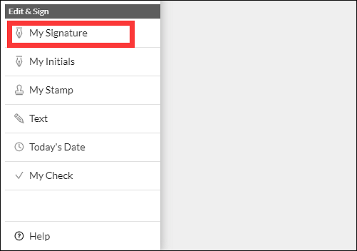 Meine Signatur auswählen