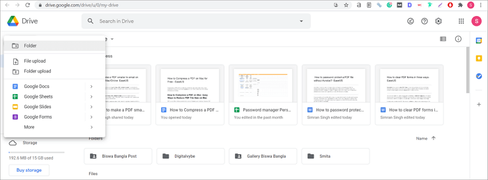 Erstellen Sie einen Ordner zum Speichern von Google Docs
