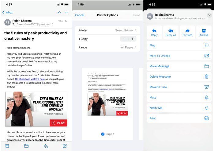 Eine E-Mail als PDF auf dem iPhone speichern