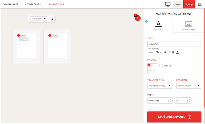 PDF online kostenlos mit Wasserzeichen versehen - iLovePDF
