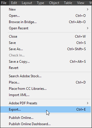 Exportieren auswählen