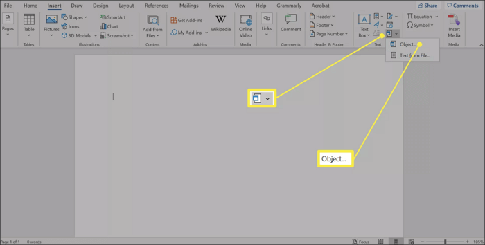 Objekt auswählen und einfügen