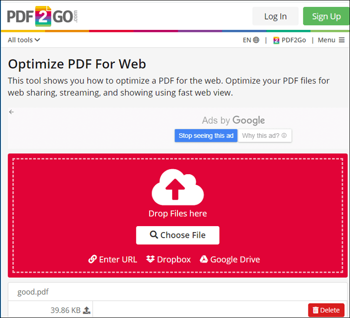 PDF-Dateien optimieren - PDF2Go
